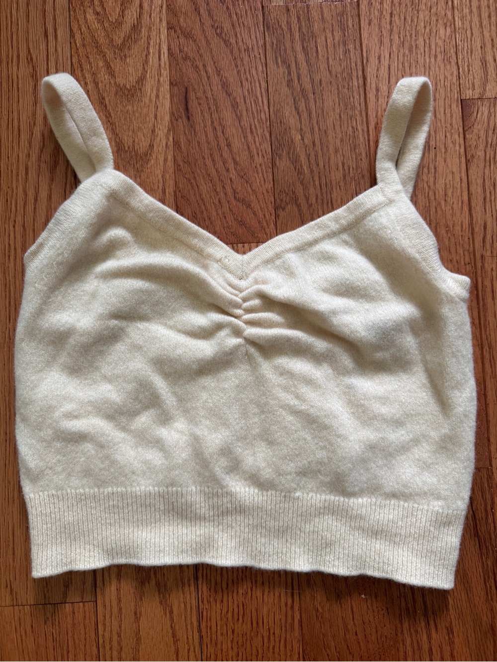 Sandro Paris 100% Cashmere Ruched Cami Top Cream Ivory Size 1 / S Flawed
